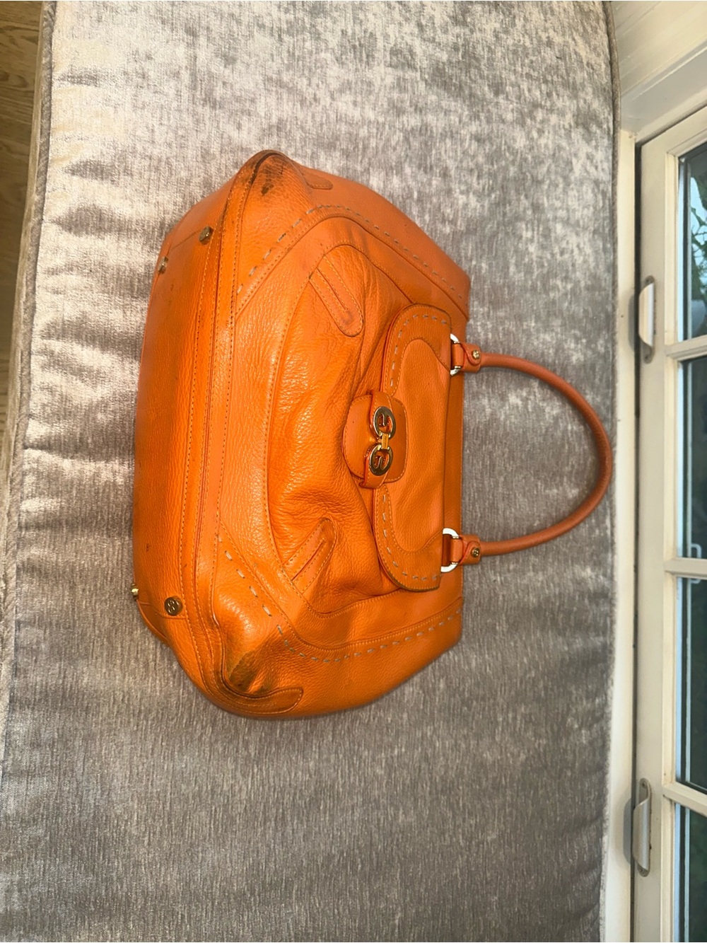 Escada Orange Leather Satchel Handbag